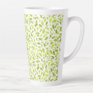 Green Leaves Nature Print, Plant Leaf Pattern Latte Mug