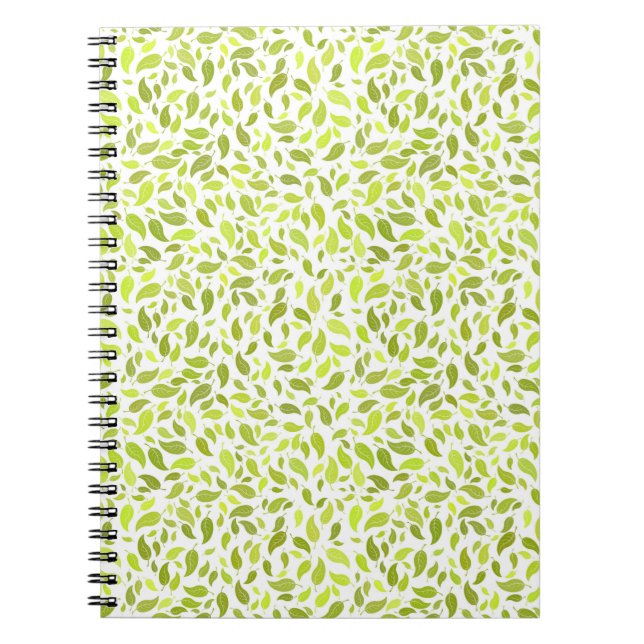 Green Leaves Nature Print, Plant Leaf Pattern Notebook (Front)
