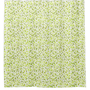 Green Leaves Nature Print, Plant Leaf Pattern Shower Curtain