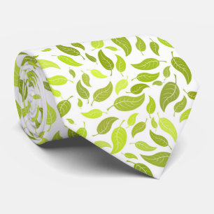 Green Leaves Nature Print, Plant Leaf Pattern Tie