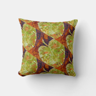Green Leaves on Brown for Fall Cushion