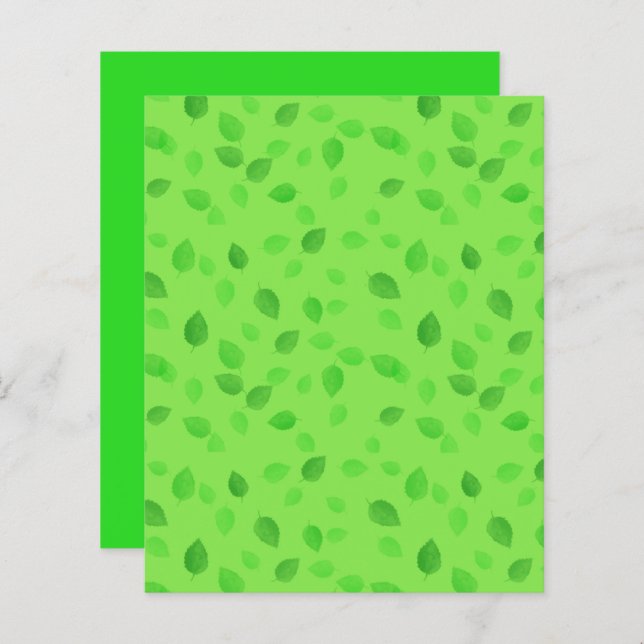 Green Leaves on Green Craft/Scrapbook Card Small  (Front/Back)