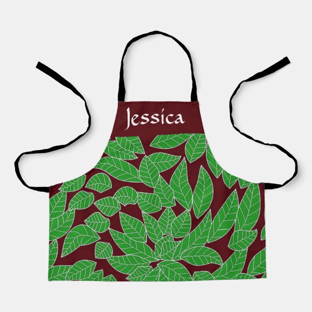 Green leaves on red apron (Front)