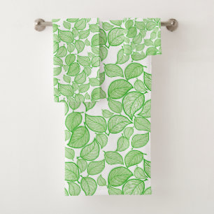 Green Leaves on White Towel