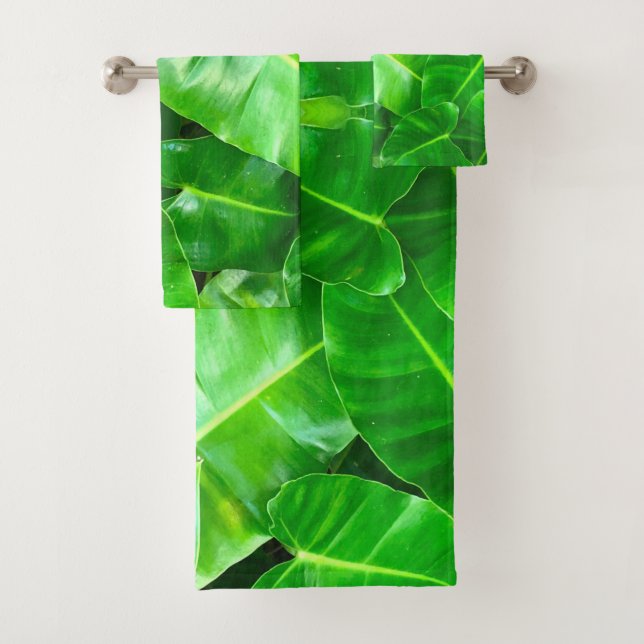 Green leaves Palm Leaf tropical foliage jungle  Bath Towel Set (Insitu)