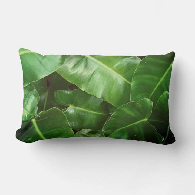 Green leaves Palm Leaf tropical foliage jungle  Lumbar Cushion (Front)