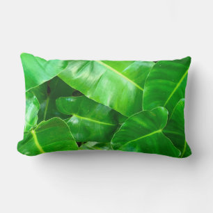 Green leaves Palm Leaf tropical foliage jungle  Lumbar Cushion