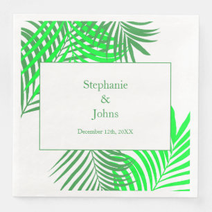 Green Leaves Palm Tree Art Elegant Wedding Napkin