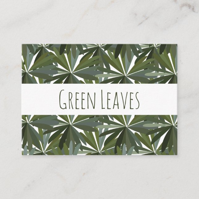 Green Leaves Pattern Business Card (Front)