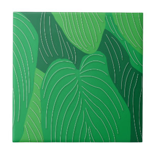 Green Leaves Pattern Ceramic Tile