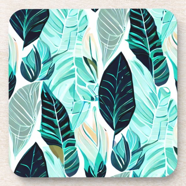  green leaves pattern coaster (Front)