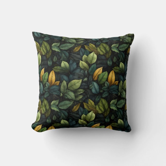 Green Leaves Pattern Cushion (Front)