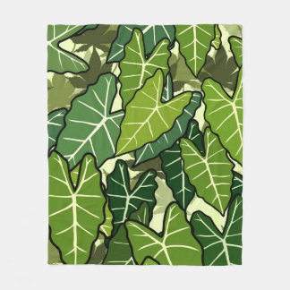 Green Leaves Pattern Fleece Blanket