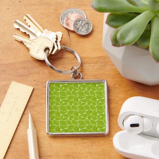 Green leaves pattern key ring (Desk)