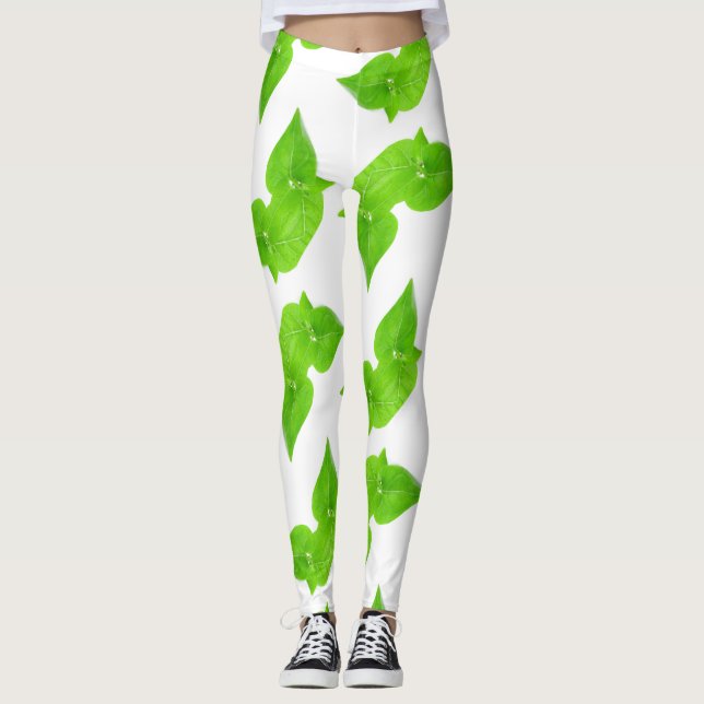 Green leaves pattern leggings (Front)