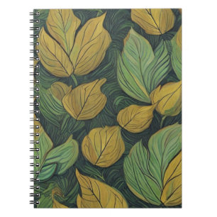 Green leaves pattern notebook