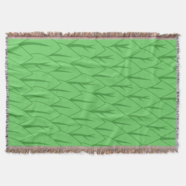 Green Leaves Pattern Throw Blanket (Front)