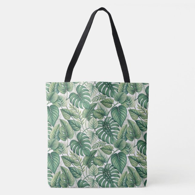 Green leaves pattern tote bag (Front)