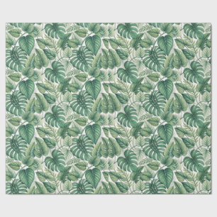 Green leaves pattern wrapping paper