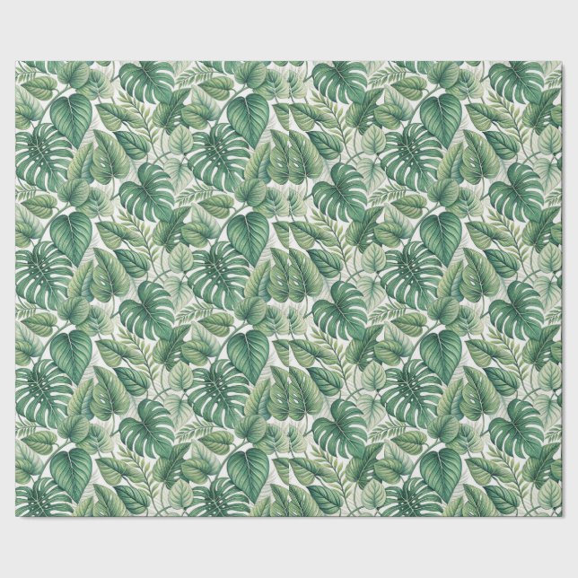 Green leaves pattern wrapping paper (Seam)