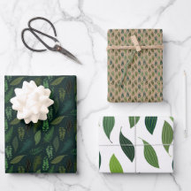 Green Leaves pattern Wrapping paper set