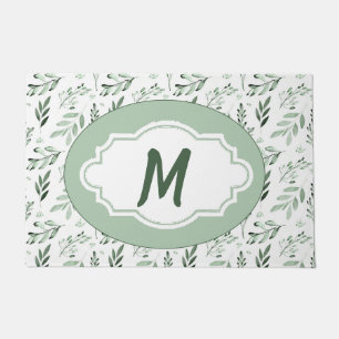 Green leaves personalised doormat