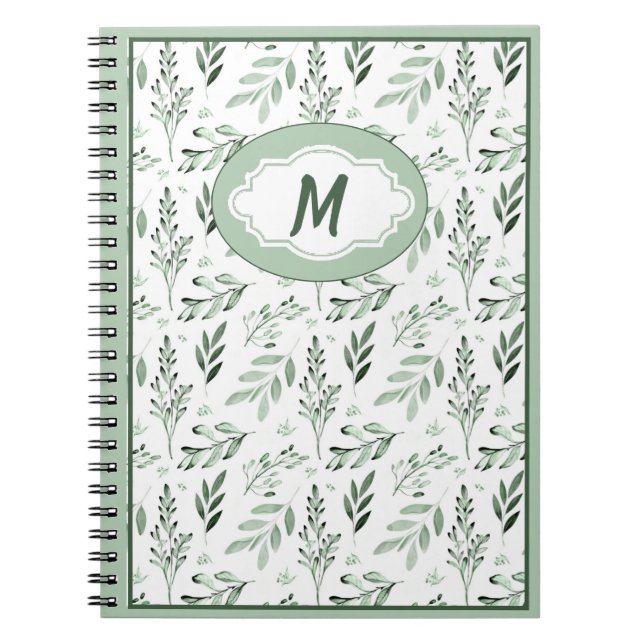Green leaves  personalised   notebook (Front)