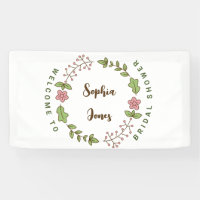 Green Leaves Pink Flower Bridal Shower Welcome