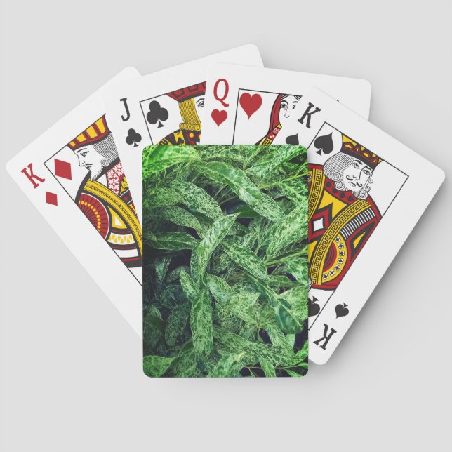 Green leaves playing cards (Back)