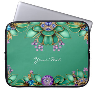 Green Leaves Purple Gemstones Laptop Sleeve
