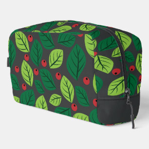 Green Leaves, Red Berries, Pattern Of Leaves Dopp Kit