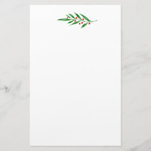 Green Leaves Red Berries Stationery