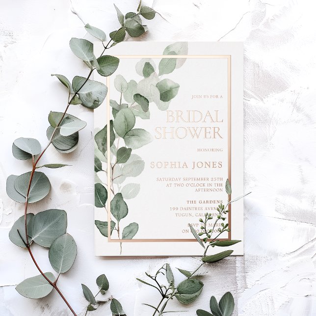 Green Leaves Rose Gold Foil Bridal Shower (Creator Uploaded)