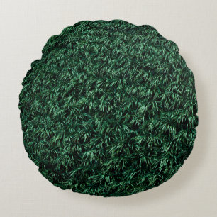 Green leaves round cushion
