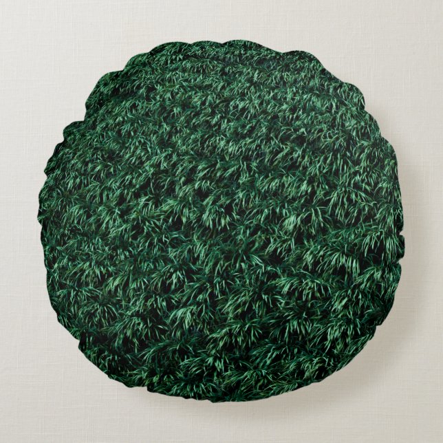 Green leaves round cushion (Front)