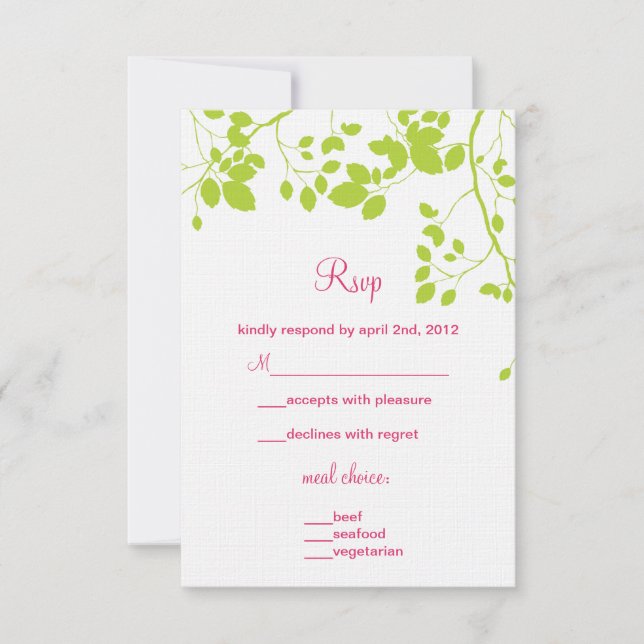 Green Leaves - rsvp cards (Front)
