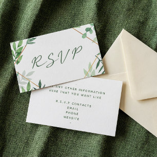 Green leaves, RSVP wedding Enclosure Card