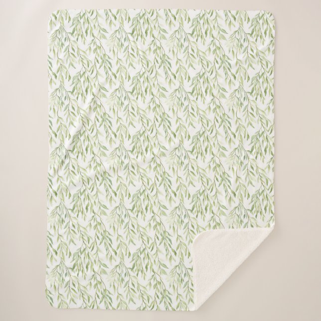 Green Leaves Sherpa Blanket (Front)