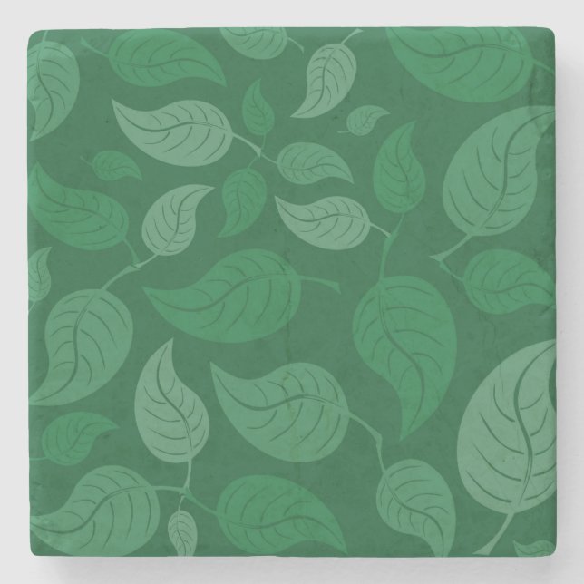 Green leaves stone coaster (Front)