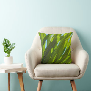Green Leaves, Sunlight and Blue Sky Cushion