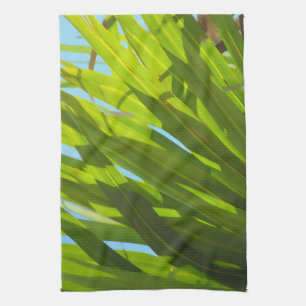Green Leaves, Sunlight and Blue Sky Tea Towel