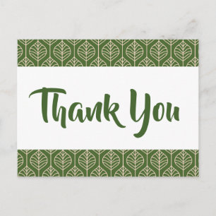 Green Leaves Thank You Boho Leaf Wedding Party Postcard