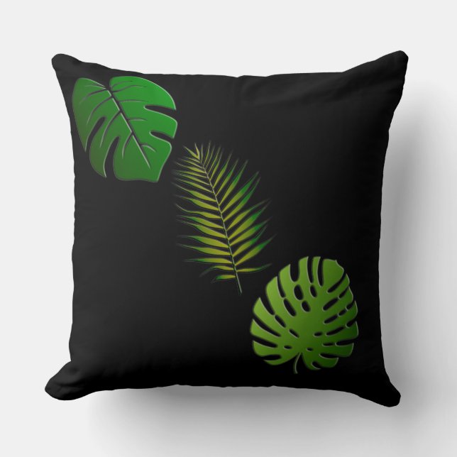 Green Leaves Throw Pillow (Front)