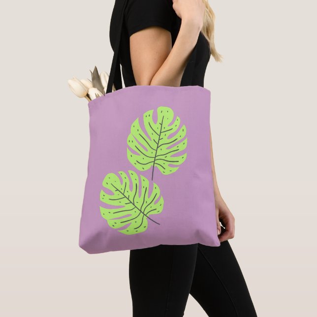 Green Leaves Tote Bag  (Close Up)