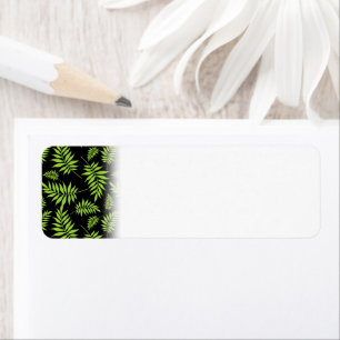 Green Leaves Tropical Jungle Dark Black Plant Return Address Label