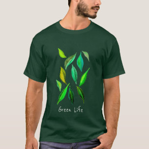 Green Leaves watercolor eco environmental T-Shirt