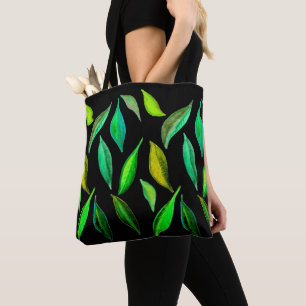 Green Leaves watercolor environmental Tote Bag