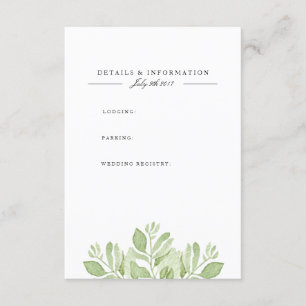 Green Leaves Watercolor Information Card
