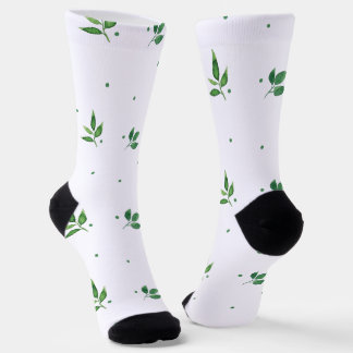 Green Leaves watercolor pattern Socks