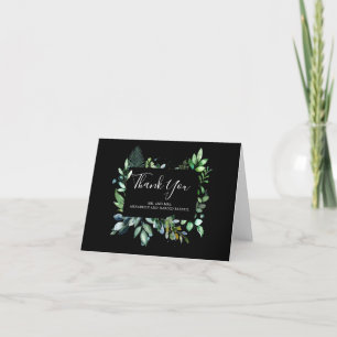 Green Leaves Watercolor Thank You Card